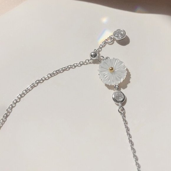 NEW Silver Summer Daisy Anklet Bracelet - Picture 3 of 4
